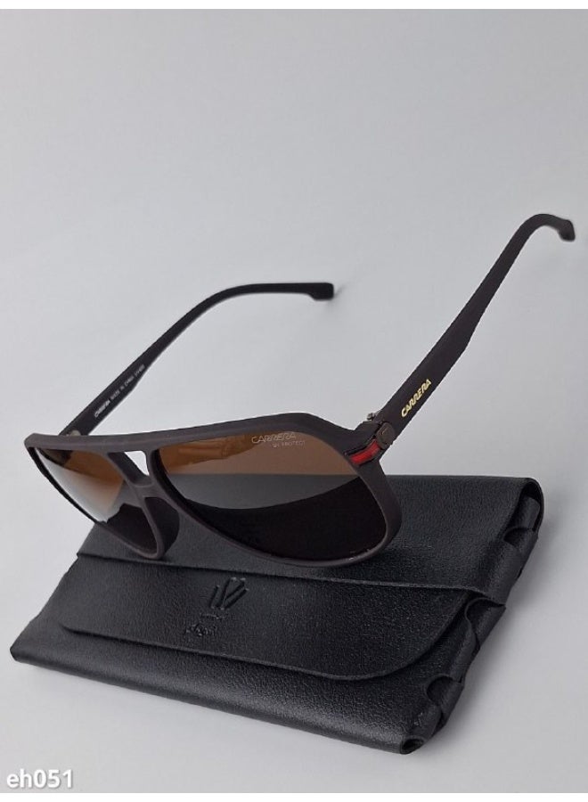 Carrera Men’s Rectangular Sunglasses – Brown Frame with Brown Lenses